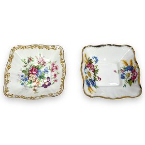 Vintage Royal Albert Candy Trinket Sweet Meat Dish Lot 2 Nosegay Harvest Bouquet